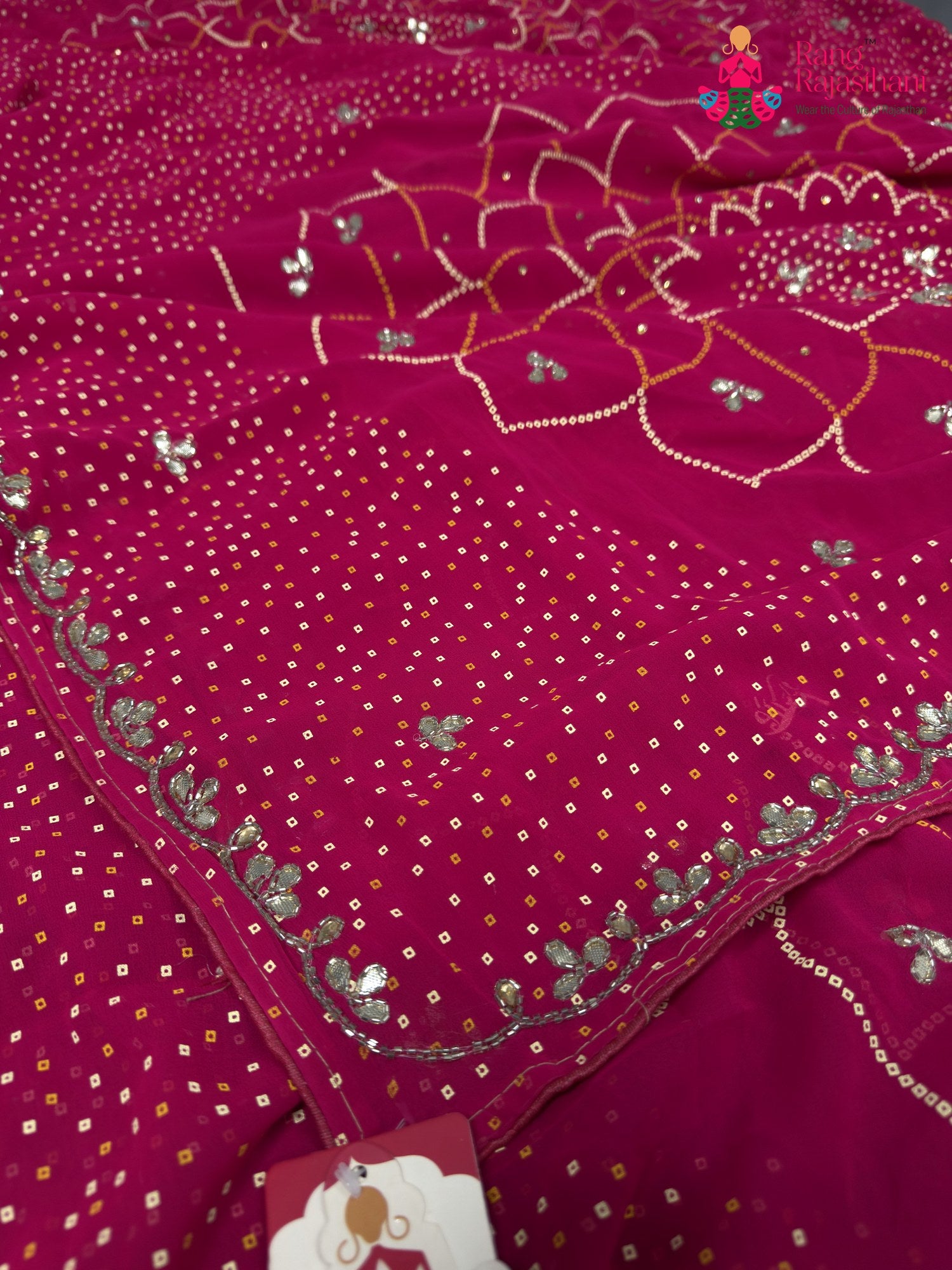 Rani Synthetic Bandhani Chunri Saree for Mayra Ceremony | Elegant Pick