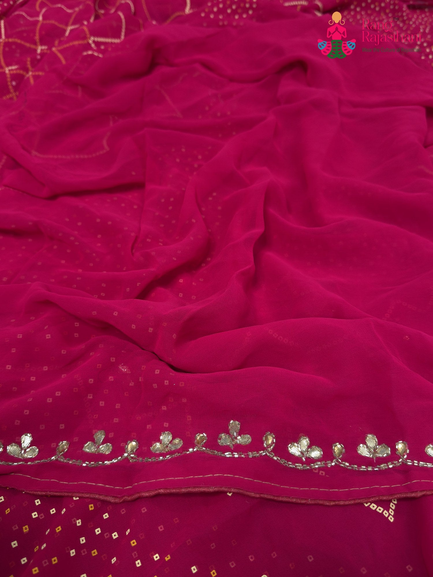 Rani Synthetic Bandhani Chunri Saree for Mayra Ceremony | Elegant Pick
