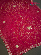 Rani Synthetic Bandhani Chunri Saree for Mayra Ceremony | Refined Pick