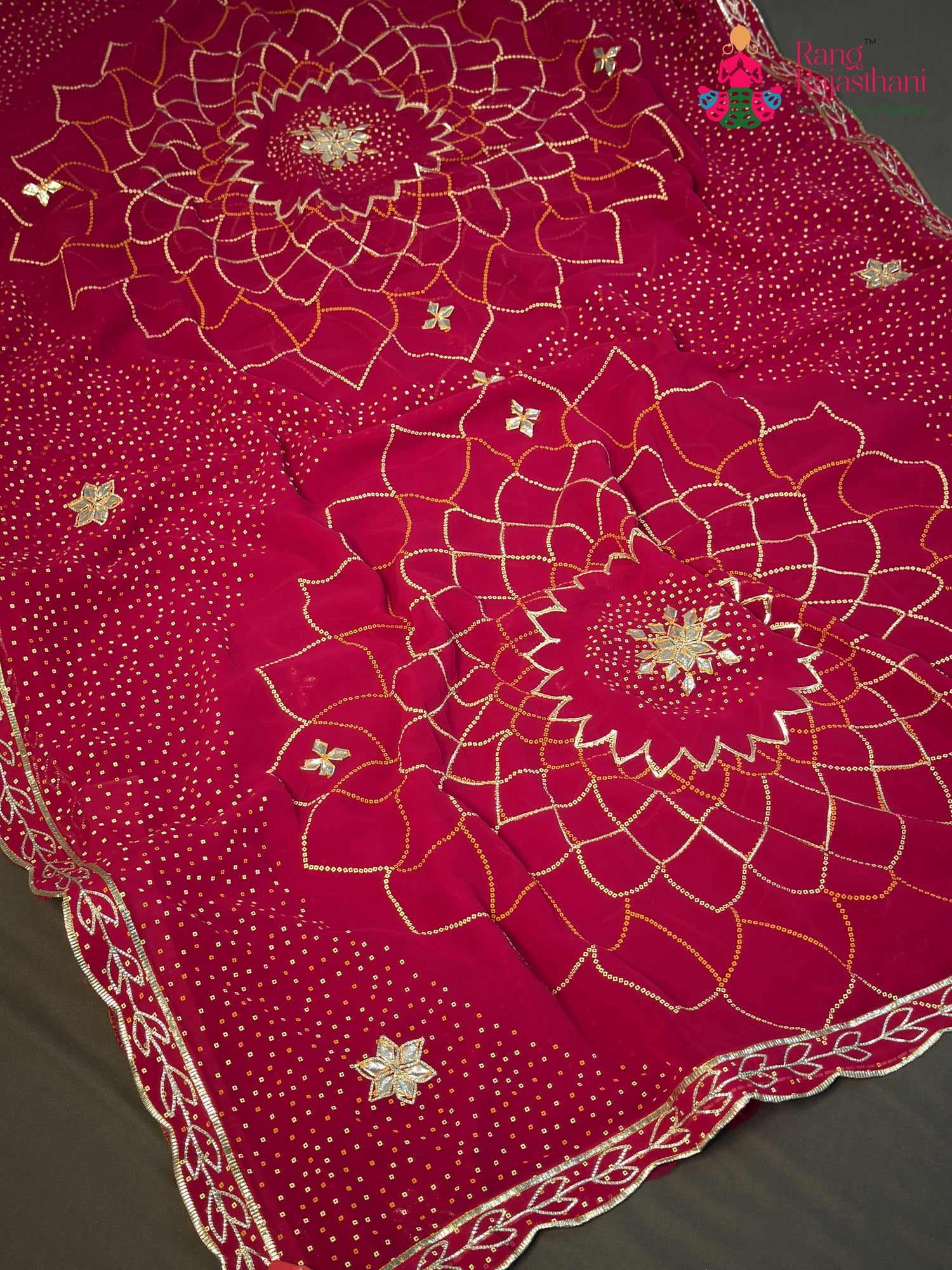 Rani Synthetic Bandhani Chunri Saree for Mayra Ceremony | Refined Pick