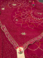 Rani Synthetic Bandhani Chunri Saree for Mayra Ceremony | Refined Pick