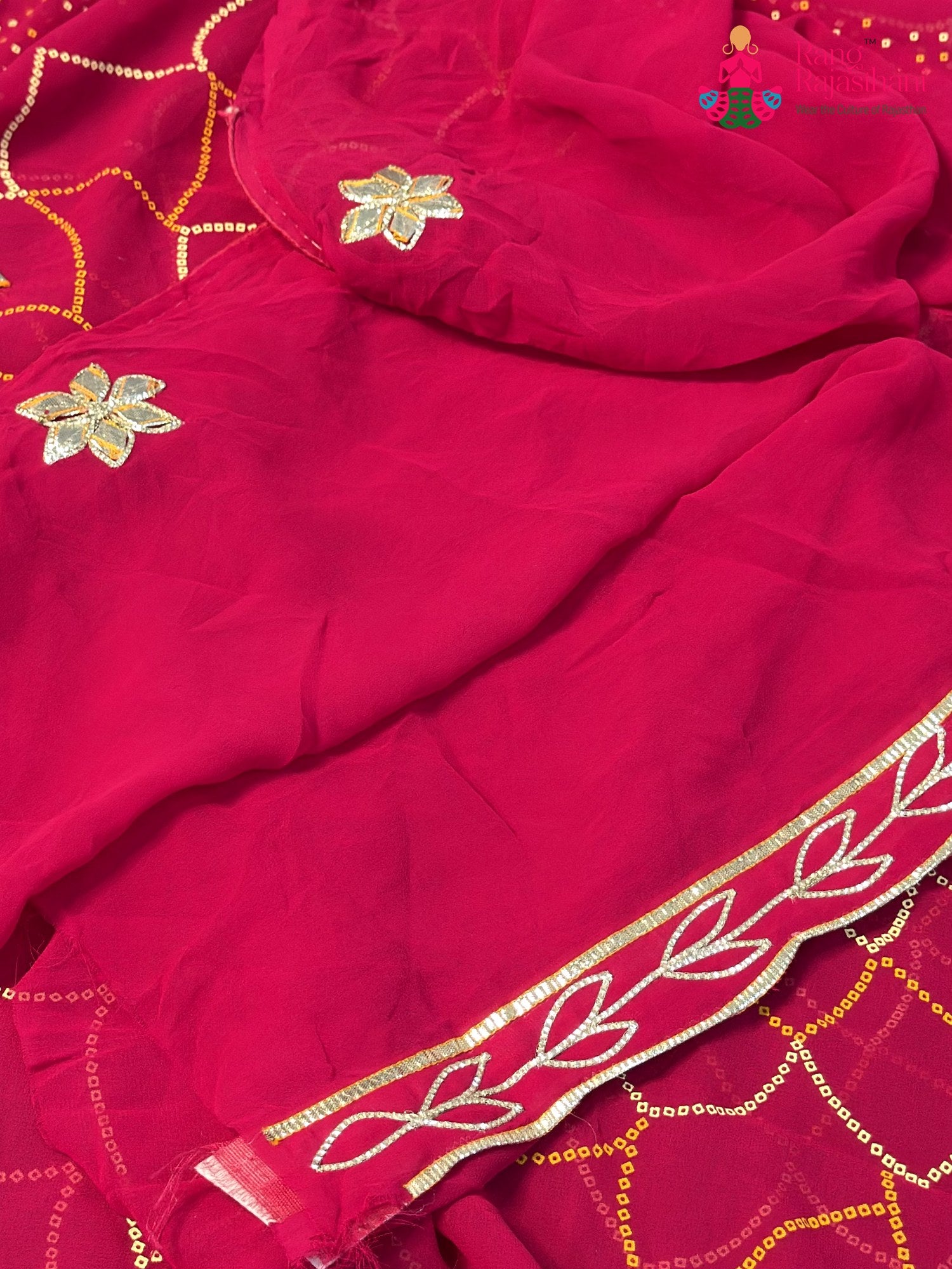 Rani Synthetic Bandhani Chunri Saree for Mayra Ceremony | Refined Pick