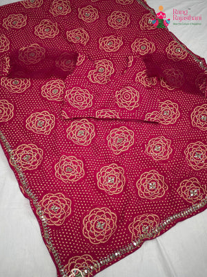 Rani Art Georgette Bandhani Print Chunri Saree for Festive Celebration | New Season