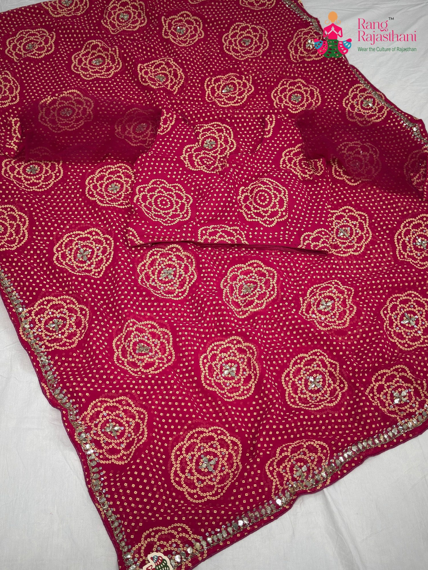 Rani Synthetic Hand Embellishment Chunri Saree for Festive Celebration | Style Pick