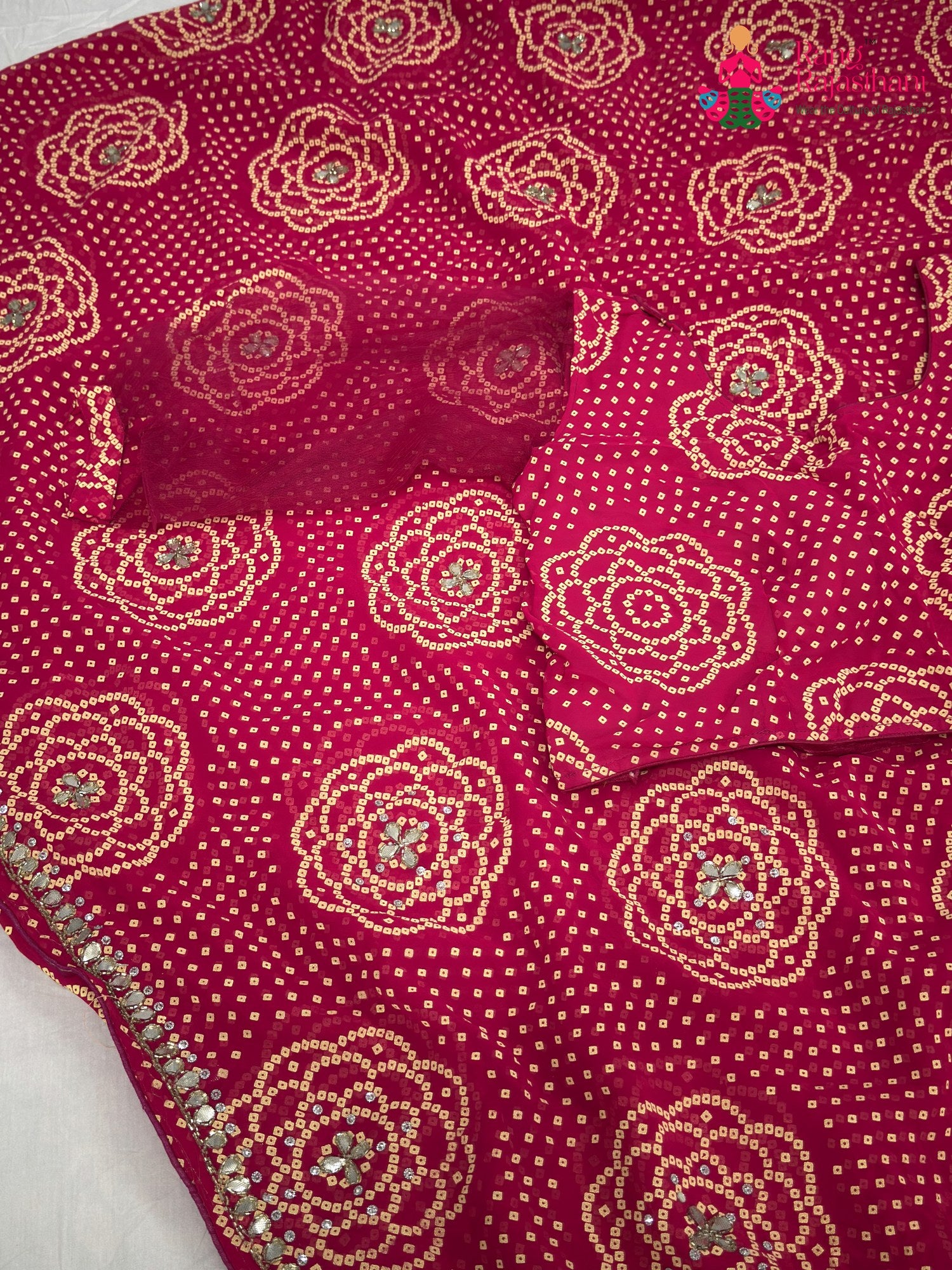 Rani Synthetic Hand Embellishment Chunri Saree for Festive Celebration | Style Pick