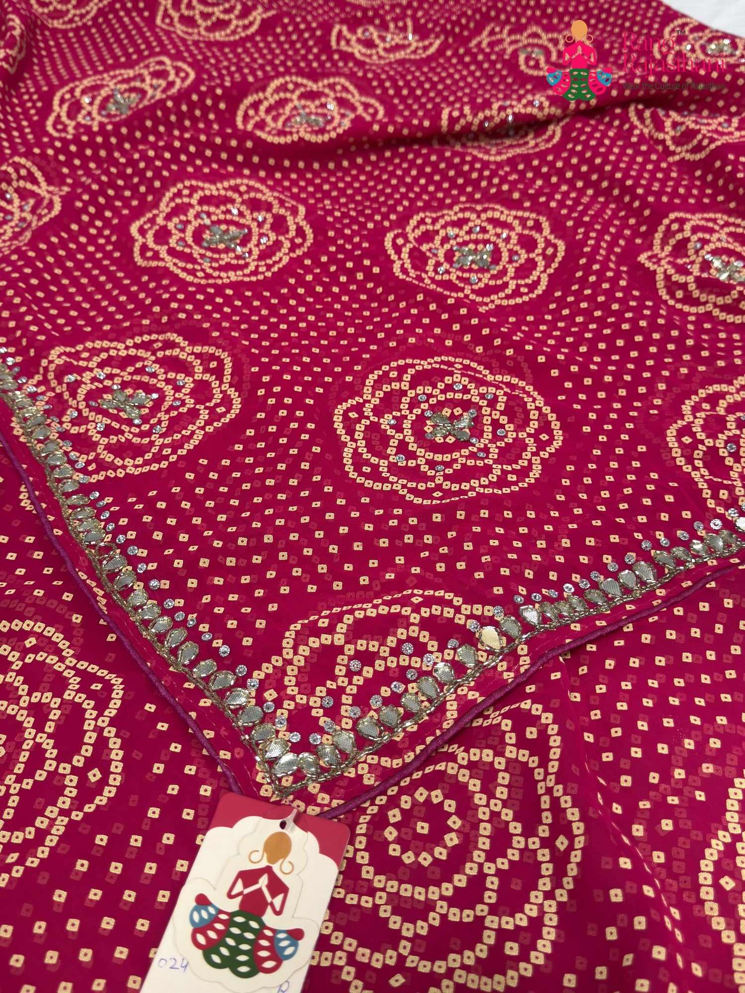 Rani Synthetic Hand Embellishment Chunri Saree for Festive Celebration | Style Pick