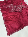 Rani Synthetic Resham Embroidery Saree for Sangeet Night | Order Online