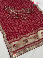 Rani Synthetic Zari Embroidery Gharchola Saree for Mayra Ceremony | Heritage Edit