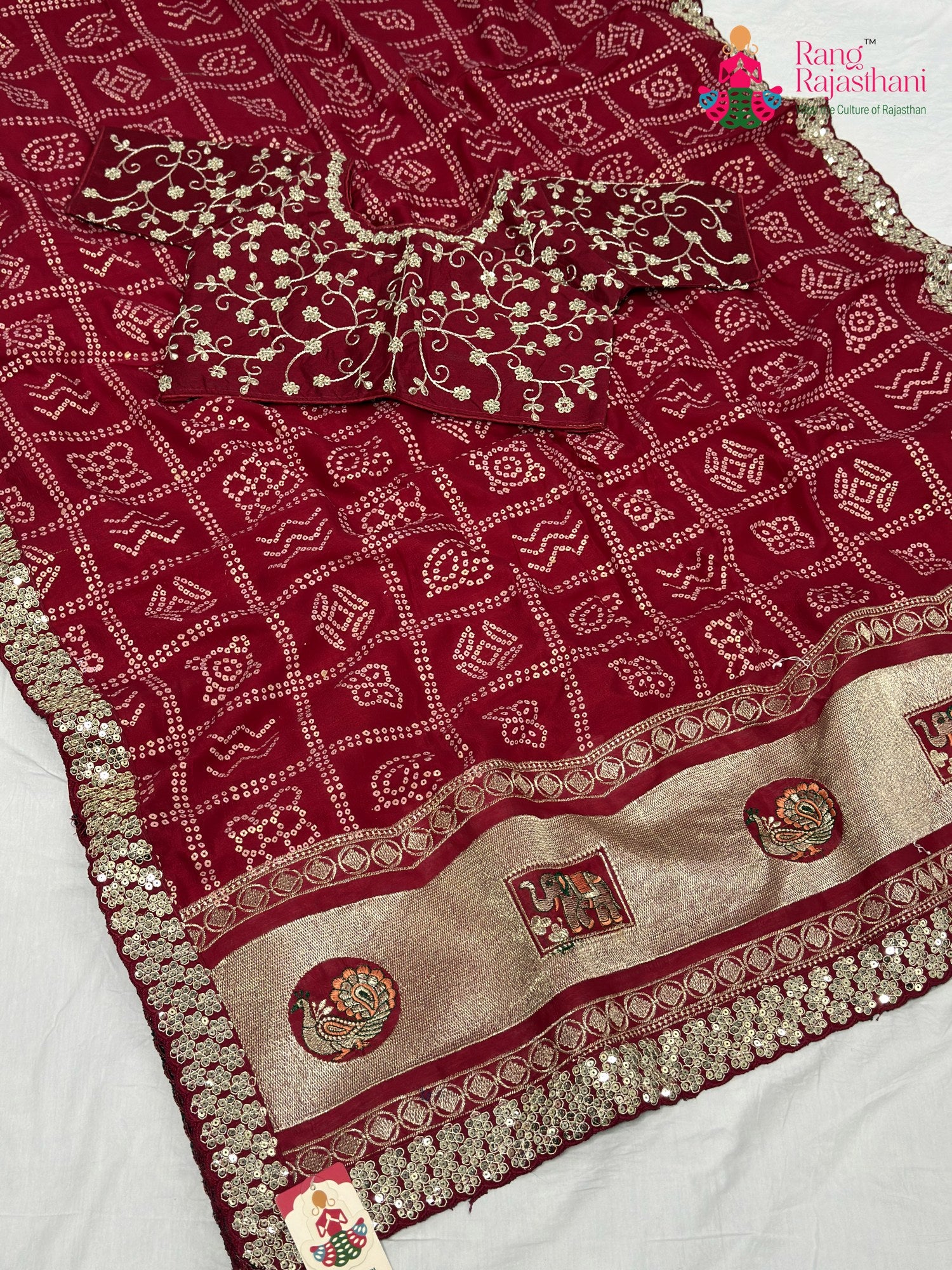 Rani Synthetic Zari Embroidery Gharchola Saree for Mayra Ceremony | Heritage Edit