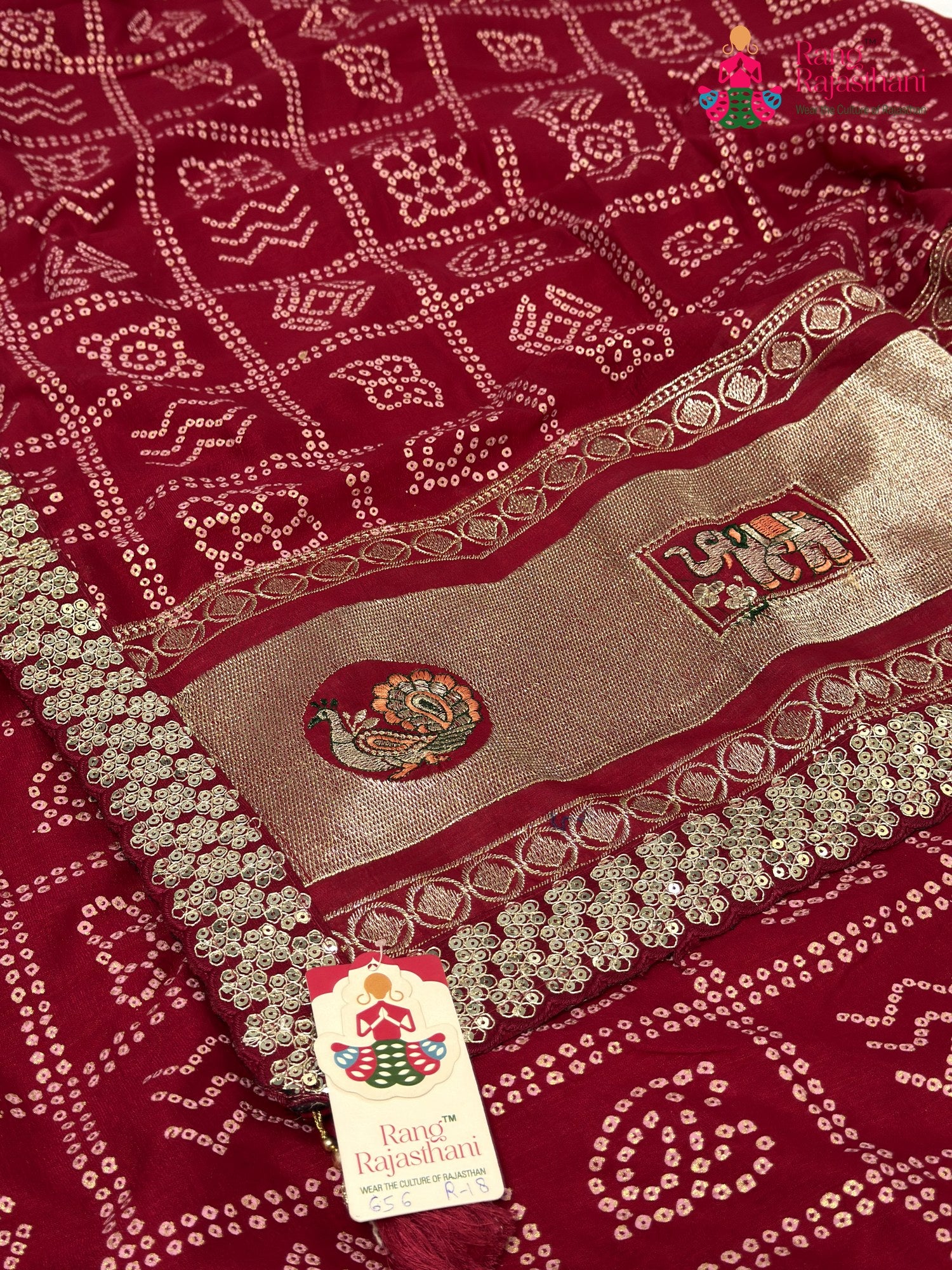 Rani Synthetic Zari Embroidery Gharchola Saree for Mayra Ceremony | Heritage Edit