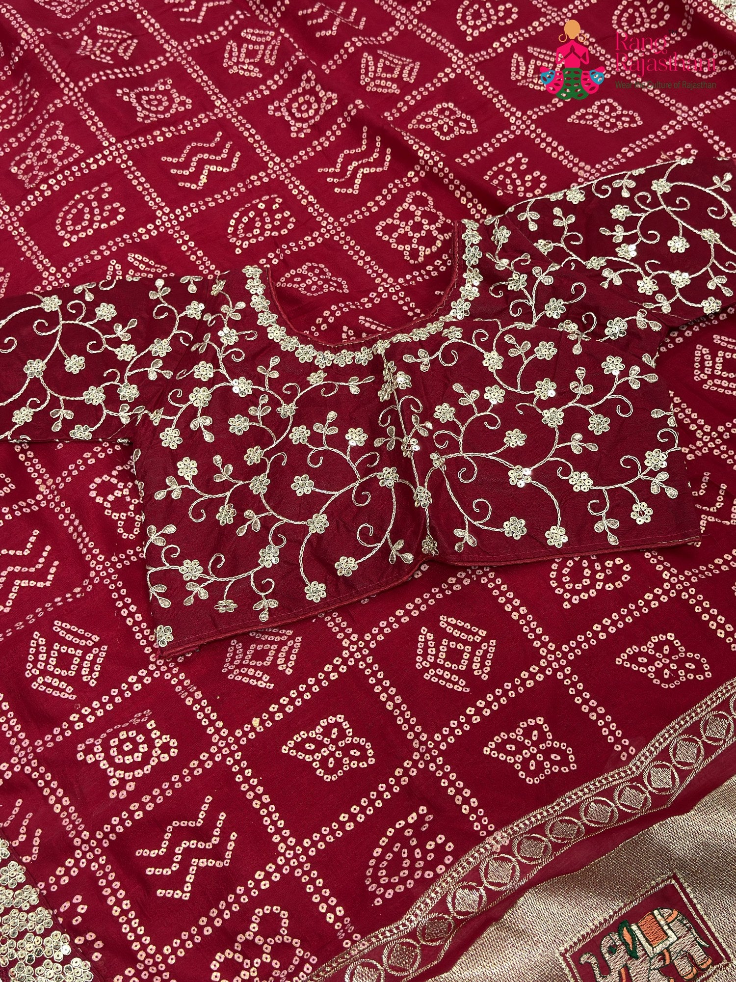 Rani Synthetic Zari Embroidery Gharchola Saree for Mayra Ceremony | Heritage Edit