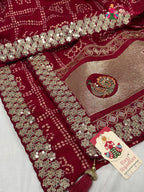 Rani Synthetic Zari Embroidery Gharchola Saree for Mayra Ceremony | Heritage Edit