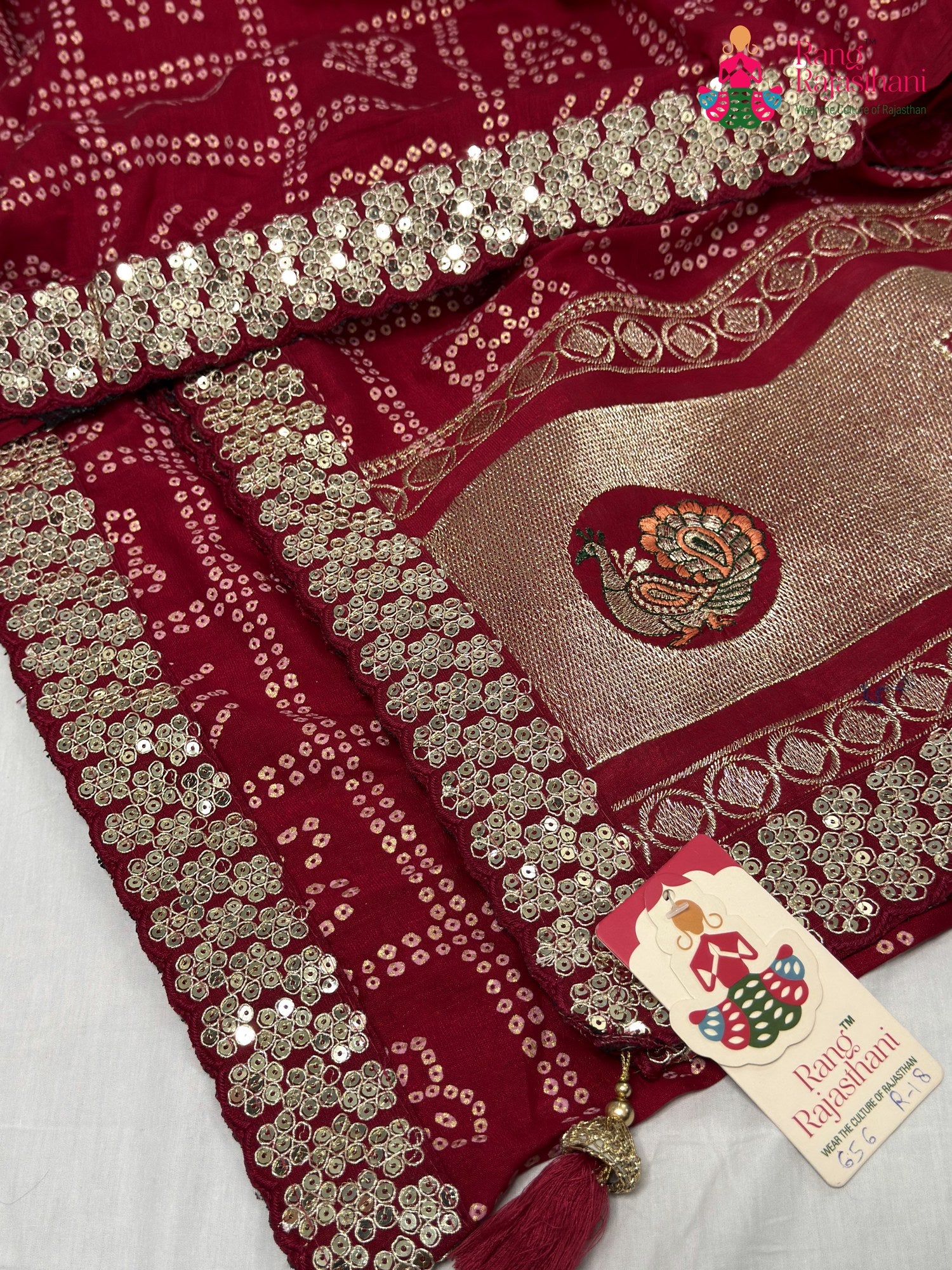 Rani Synthetic Zari Embroidery Gharchola Saree for Mayra Ceremony | Heritage Edit