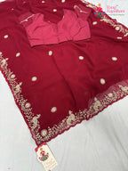 rani synthetic zari embroidery saree for sangeet night by Rang Rajasthani