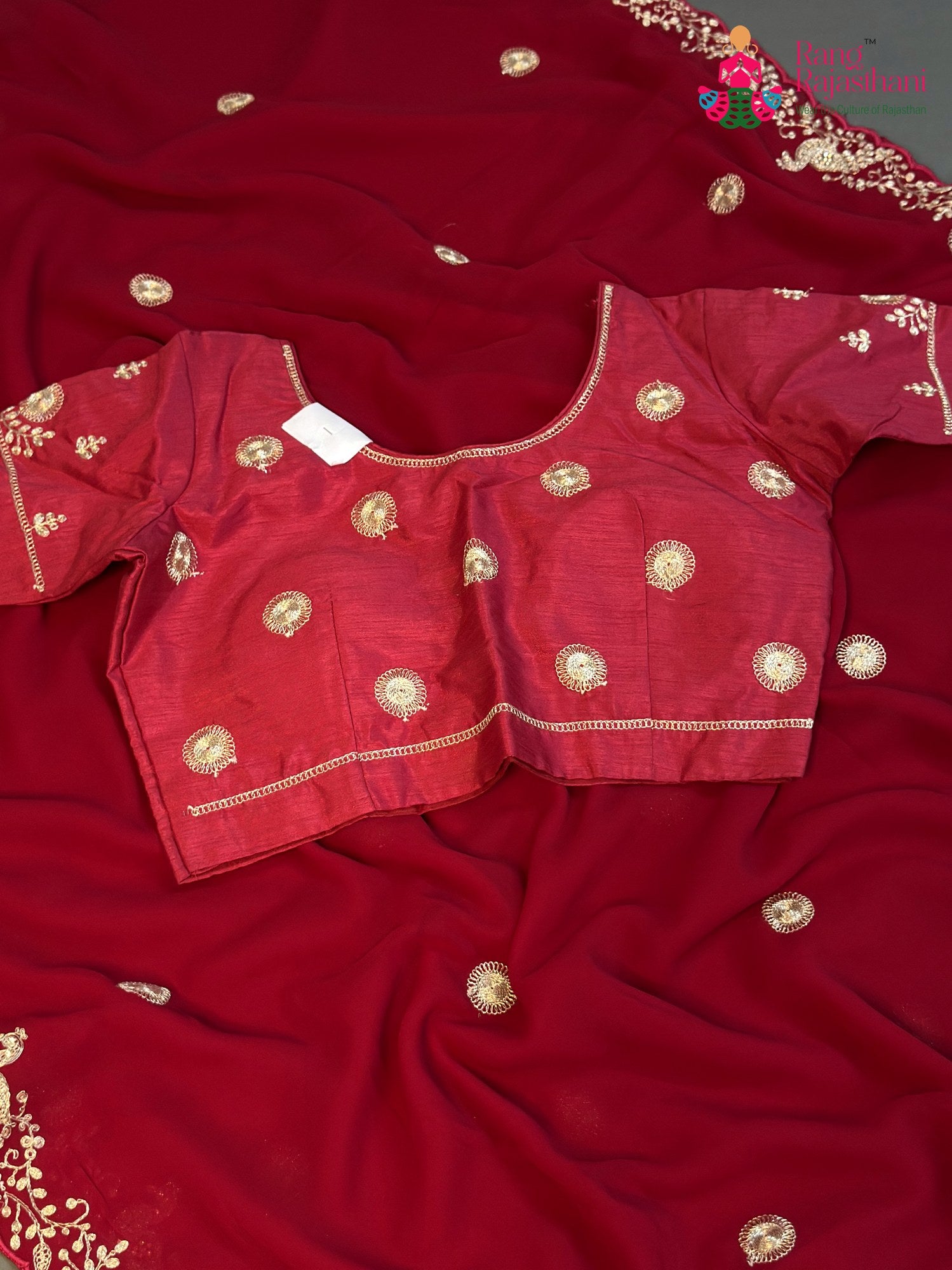 Rani Synthetic Zari Embroidery Saree for Sangeet Night | Reception Pick