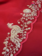 Rani Synthetic Zari Embroidery Saree for Sangeet Night | Reception Pick