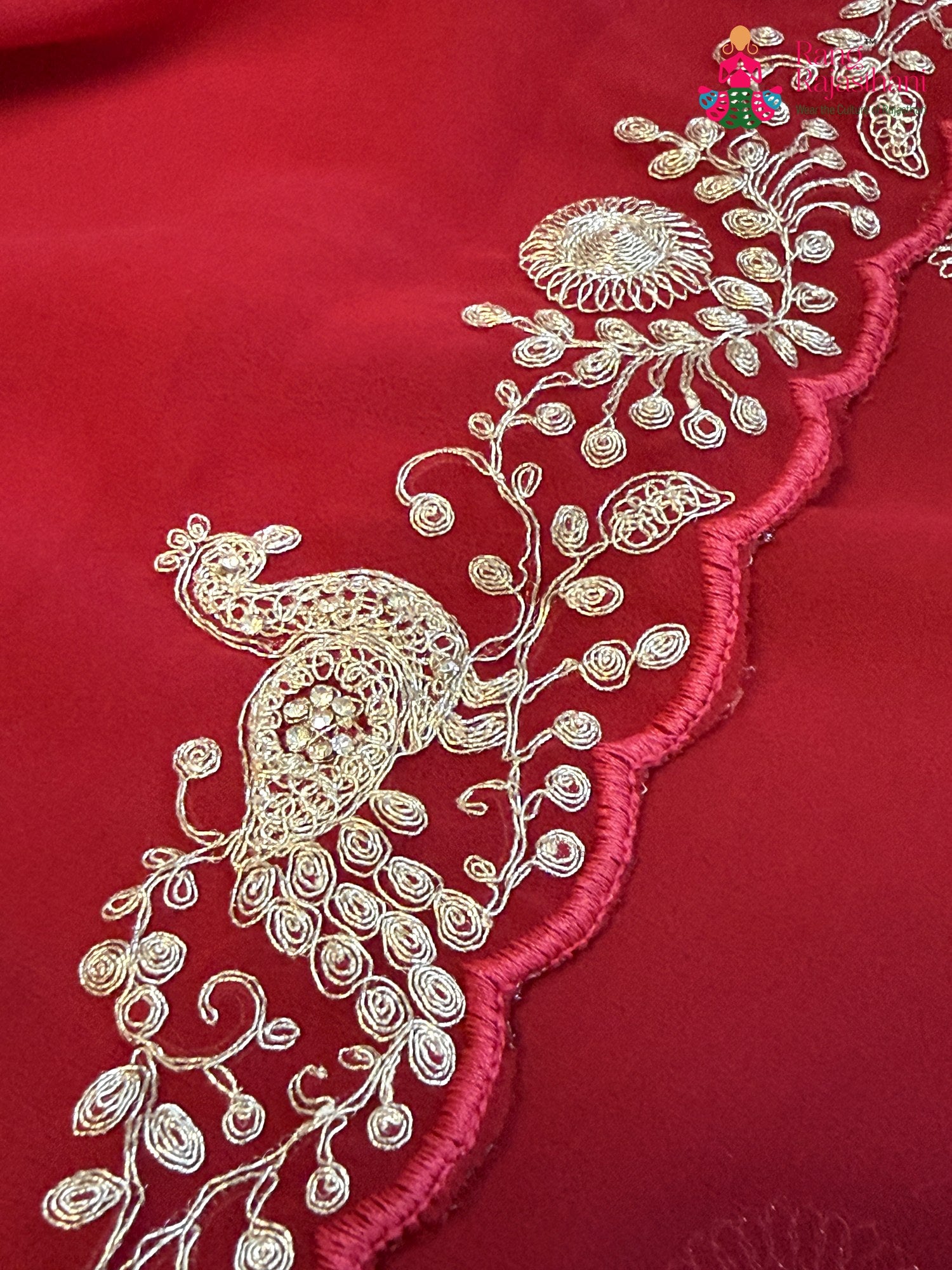 Rani Synthetic Zari Embroidery Saree for Sangeet Night | Reception Pick