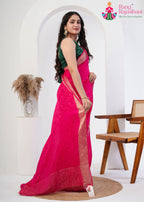 Rani Pure silk saree with Jacquard Texture back view