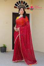 Rani Synthetic Chiffon saree with Foil side drape view