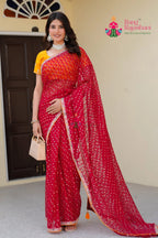 Rani Synthetic Chiffon Party saree with Foil from Rang Rajasthani