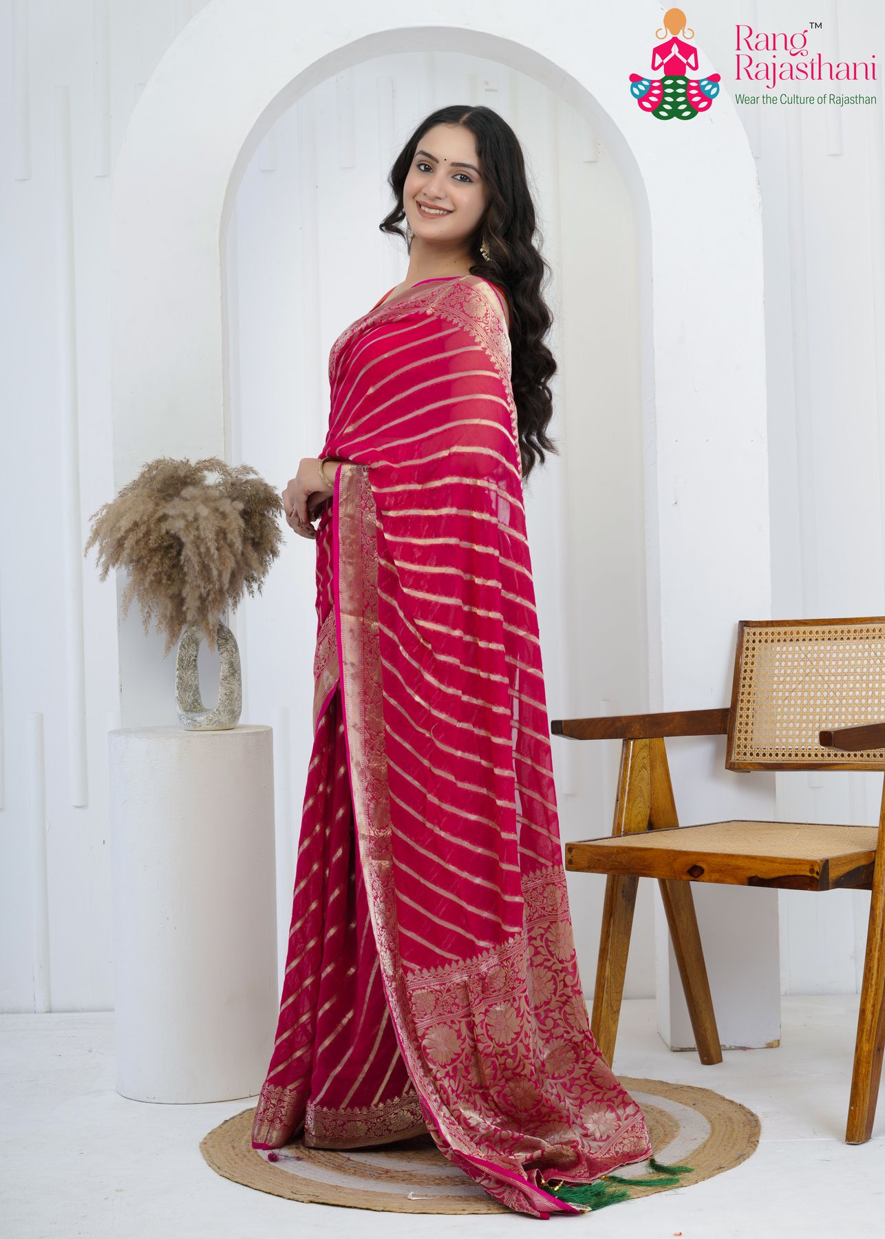 Rani Georgette Royal Saree : Banarasi Bloom Glow