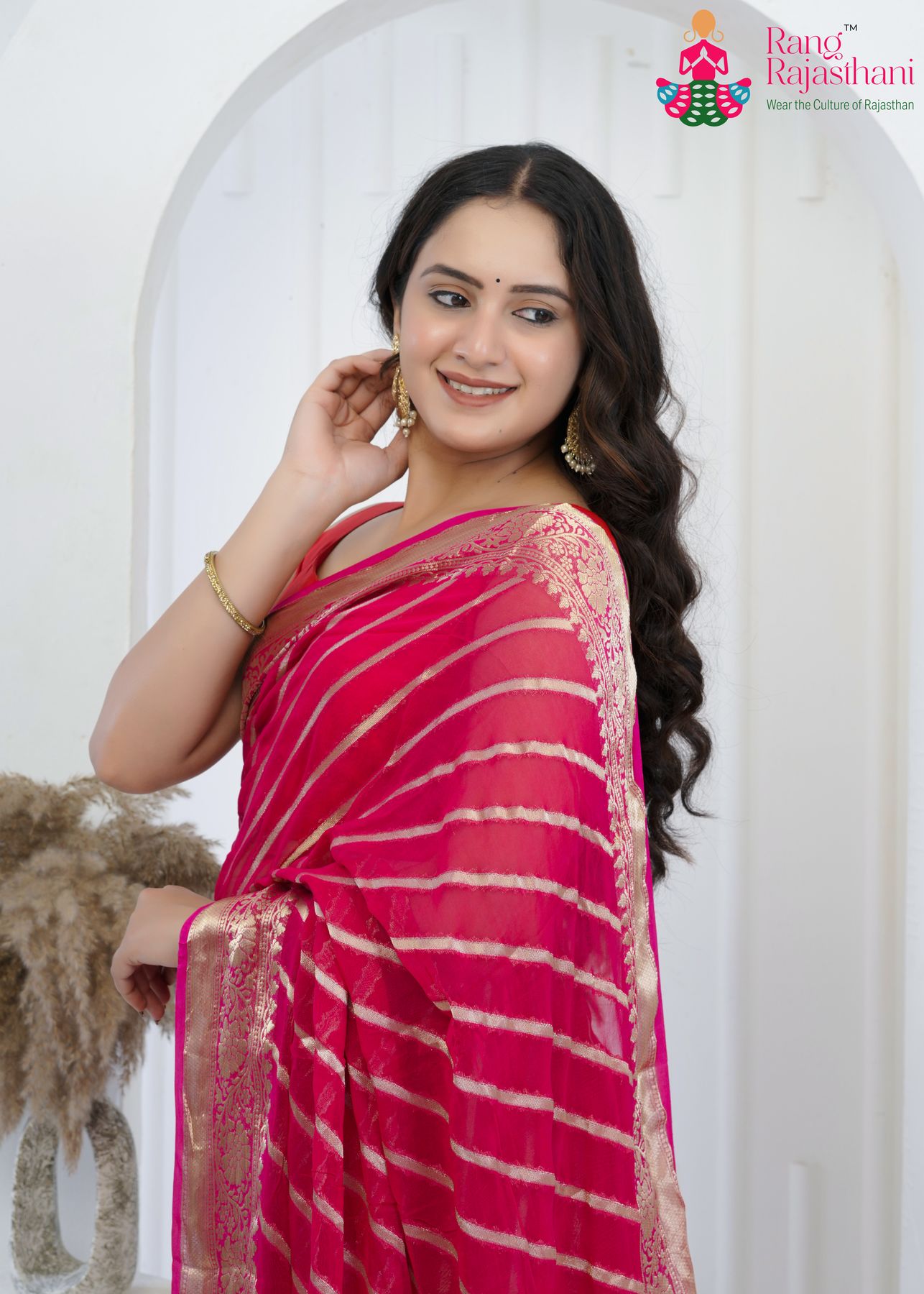 Rani Georgette Royal Saree : Banarasi Bloom Glow