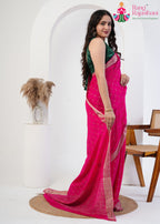 Rani Pure Chinon saree with Sequence pleats view