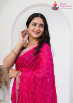 Rani Pure Chinon saree with Sequence close up detailing