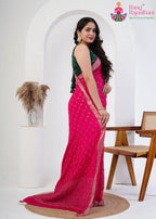 Rani Pure Chinon saree with Resham and Micro Sequence pleats view