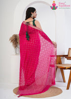 Rani Pure Chinon saree with Resham and Micro Sequence back view