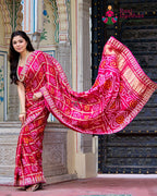 Rani Pure Gaji Silk saree with Gota Patti and Bandhani side drape view