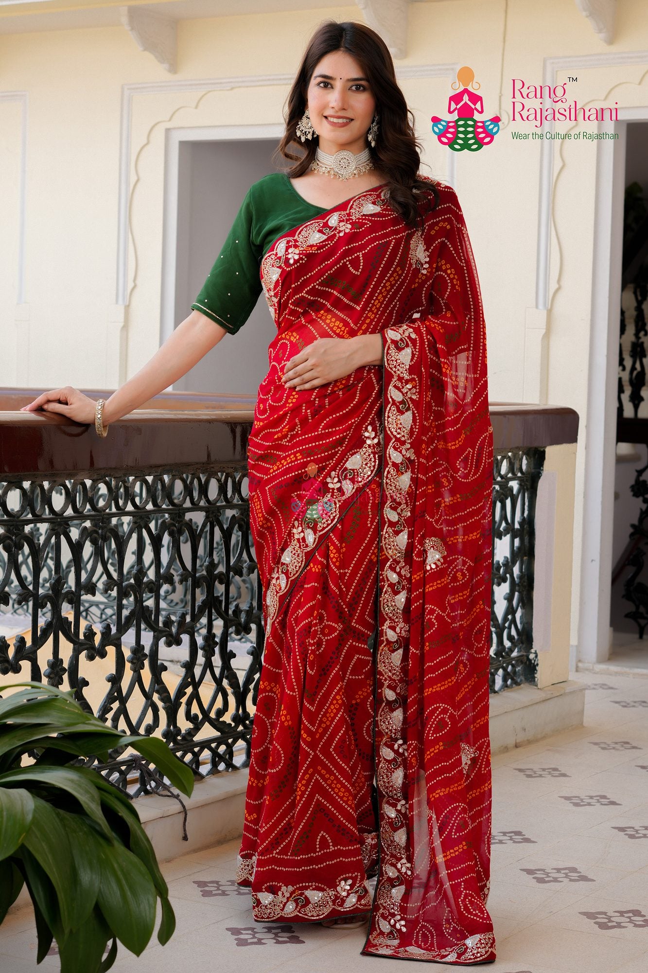 Red Rang Red Soft Georgette Bandhani Chunri Saree for Bridal β Rang Rajasthani Store