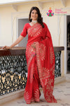 Red Upada Silk Gota Kinari Saree : Aangan Collection