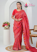 Red Dola Silk Wedding saree with Ghatchola and Weaving Bandhani from Rang Rajasthani