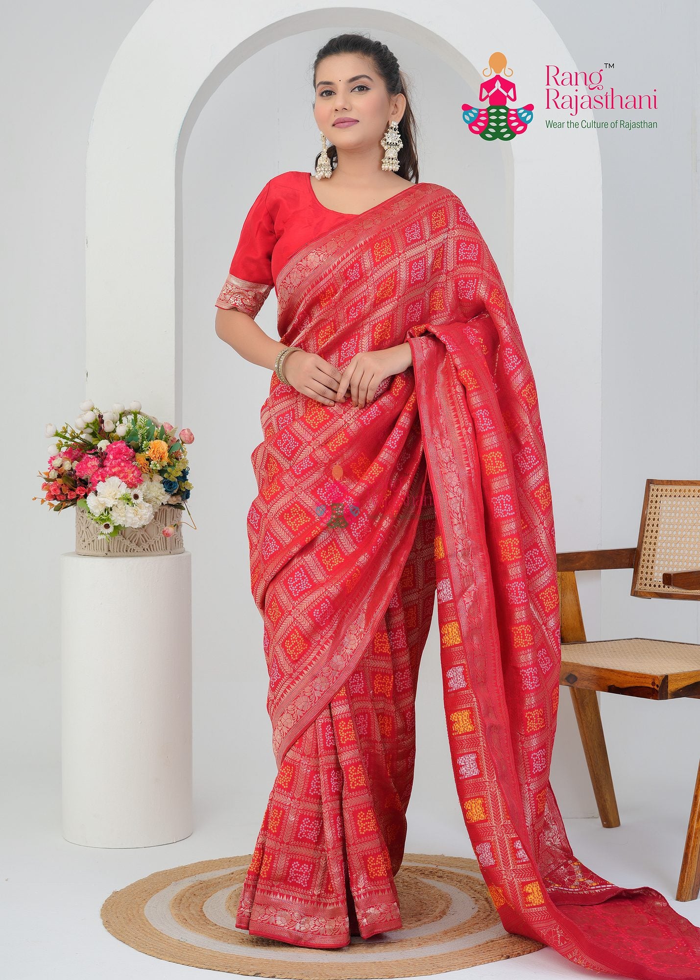 Red Bandhani saree— Royal saree | Rang Rajasthani