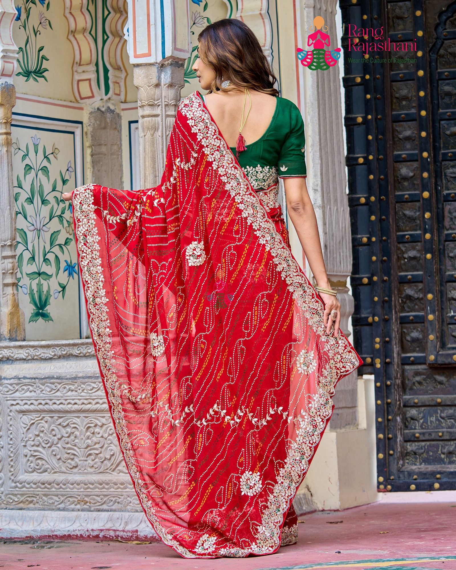 Traditional Red Georgette Saree - Timeless Choice