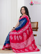 Blue Cotton saree with Printed pallu detailing