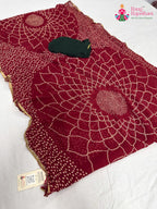 red chiffon bandhani saree for mayra ceremony by Rang Rajasthani