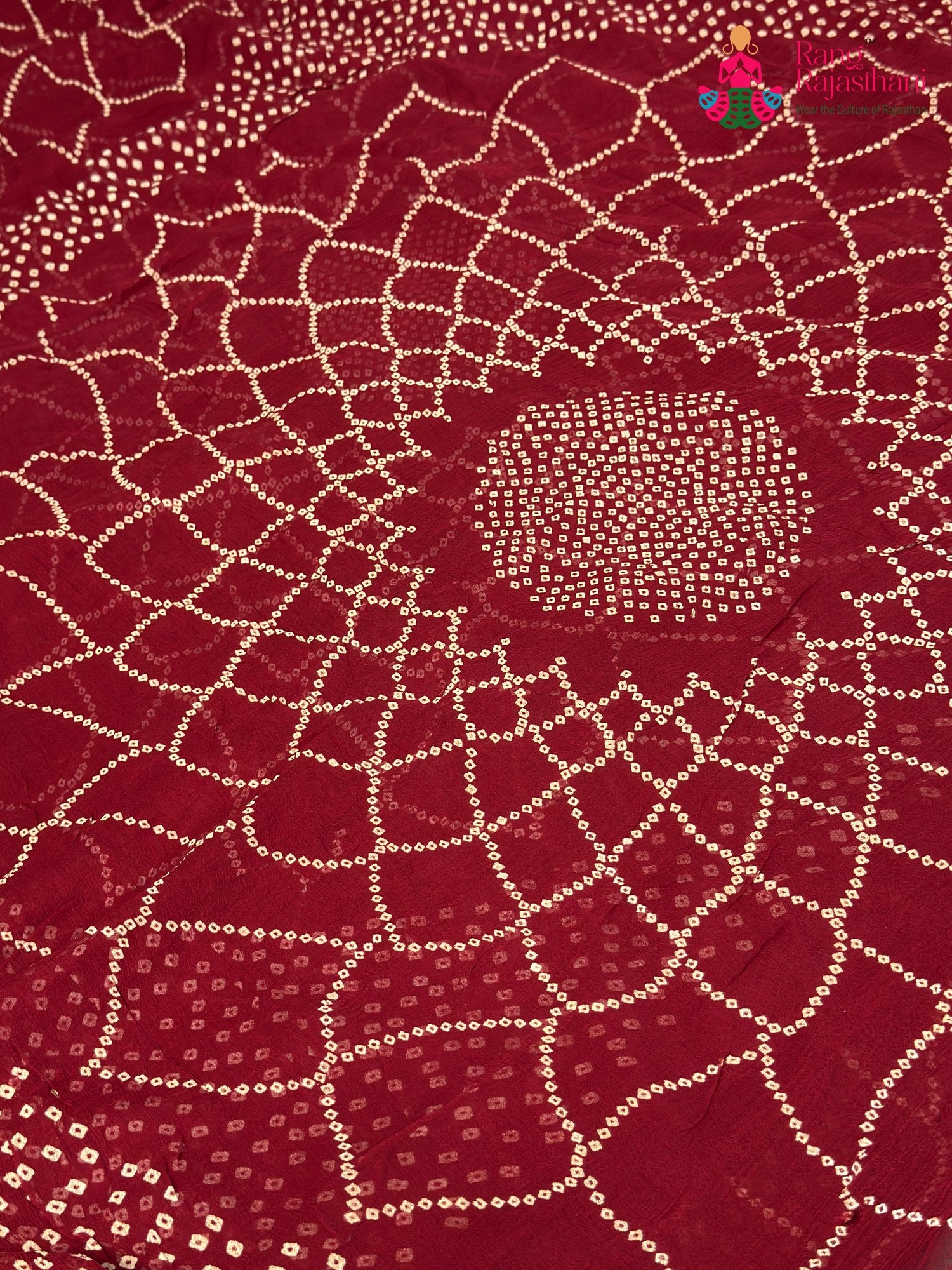 Red Chiffon Bandhani Chunri Saree for Mayra Ceremony | Curated Look