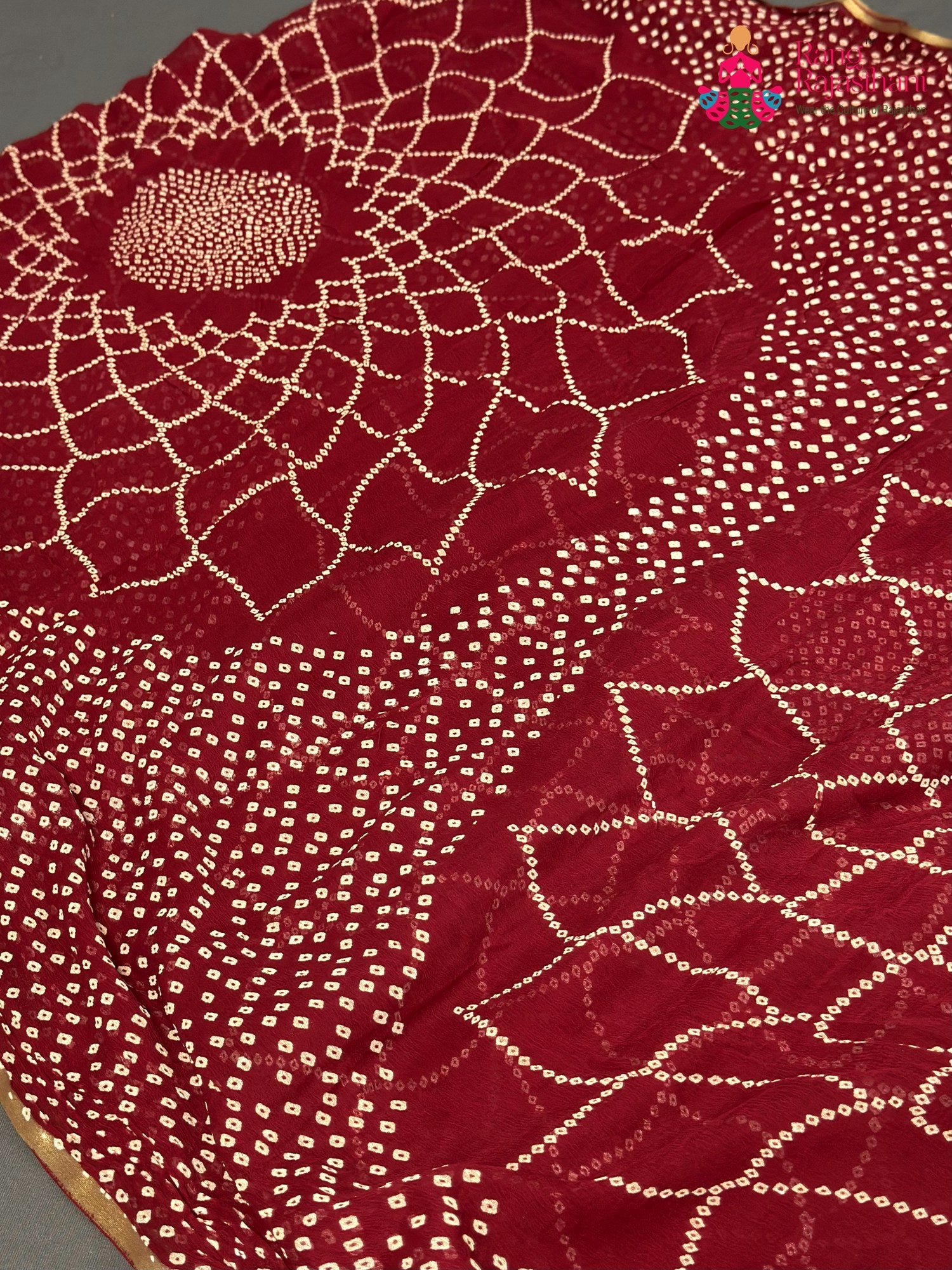 Red Chiffon Bandhani Chunri Saree for Mayra Ceremony | Curated Look