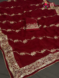 Red Chiffon Gota Patti Saree for Karwa Chauth | Curated Edit