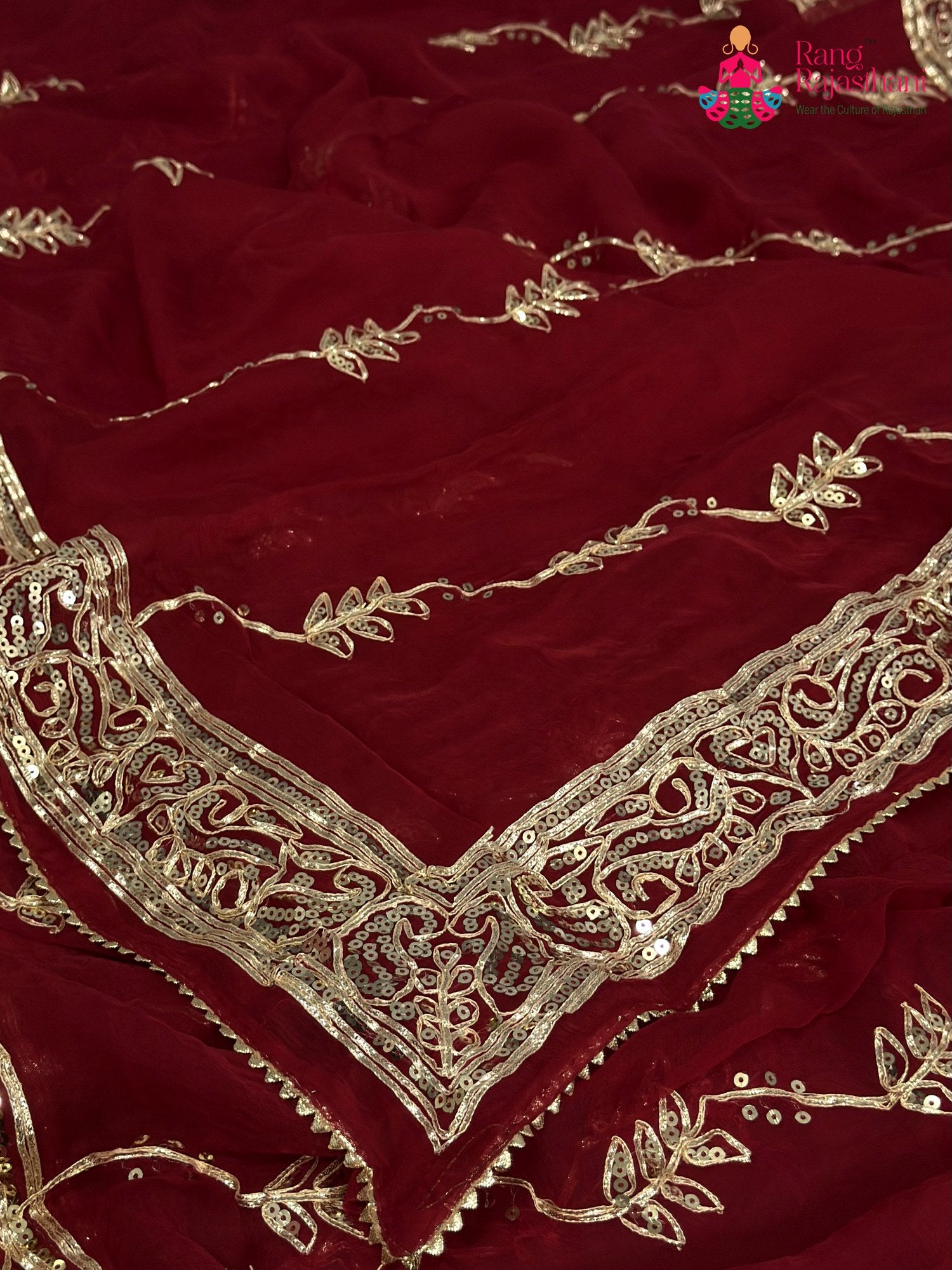 Red Chiffon Gota Patti Saree for Karwa Chauth | Curated Edit