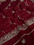 Red Chiffon Gota Patti Saree for Karwa Chauth | Curated Edit
