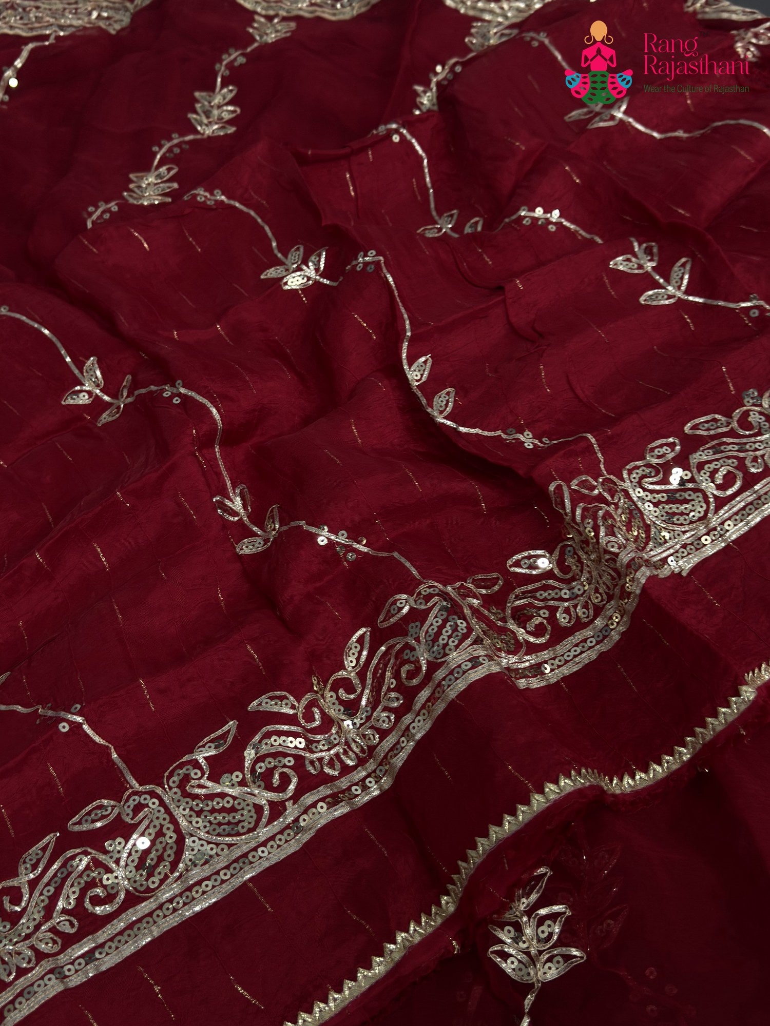 Red Chiffon Gota Patti Saree for Karwa Chauth | Curated Edit