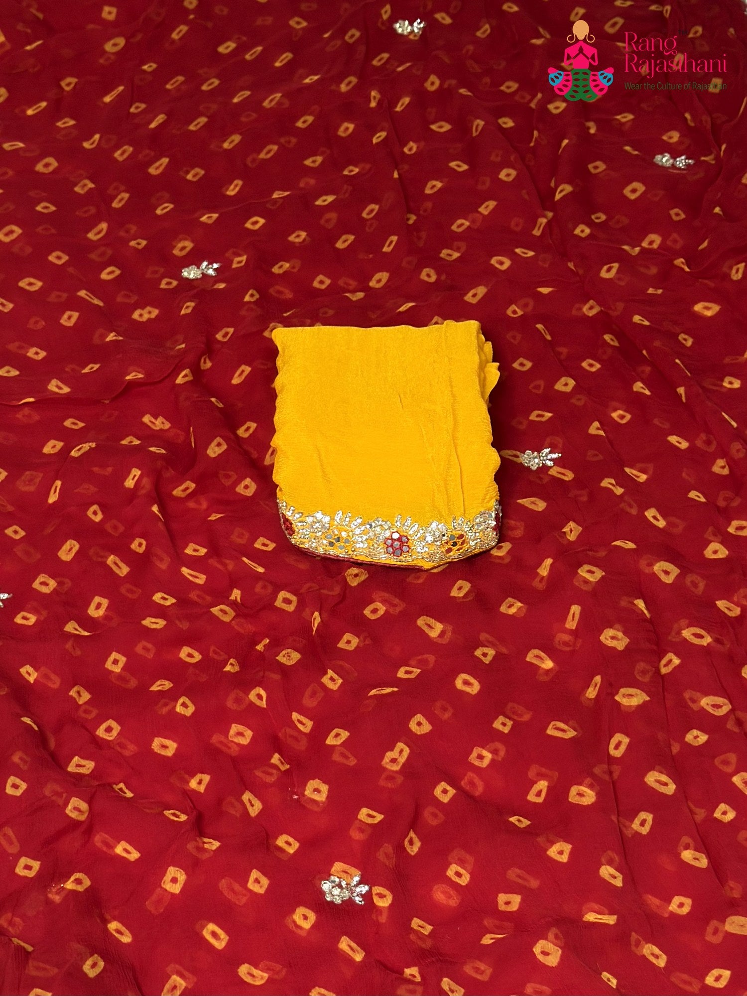 Red Chiffon Hand Embellishment Saree for Bridal | Reception Pick