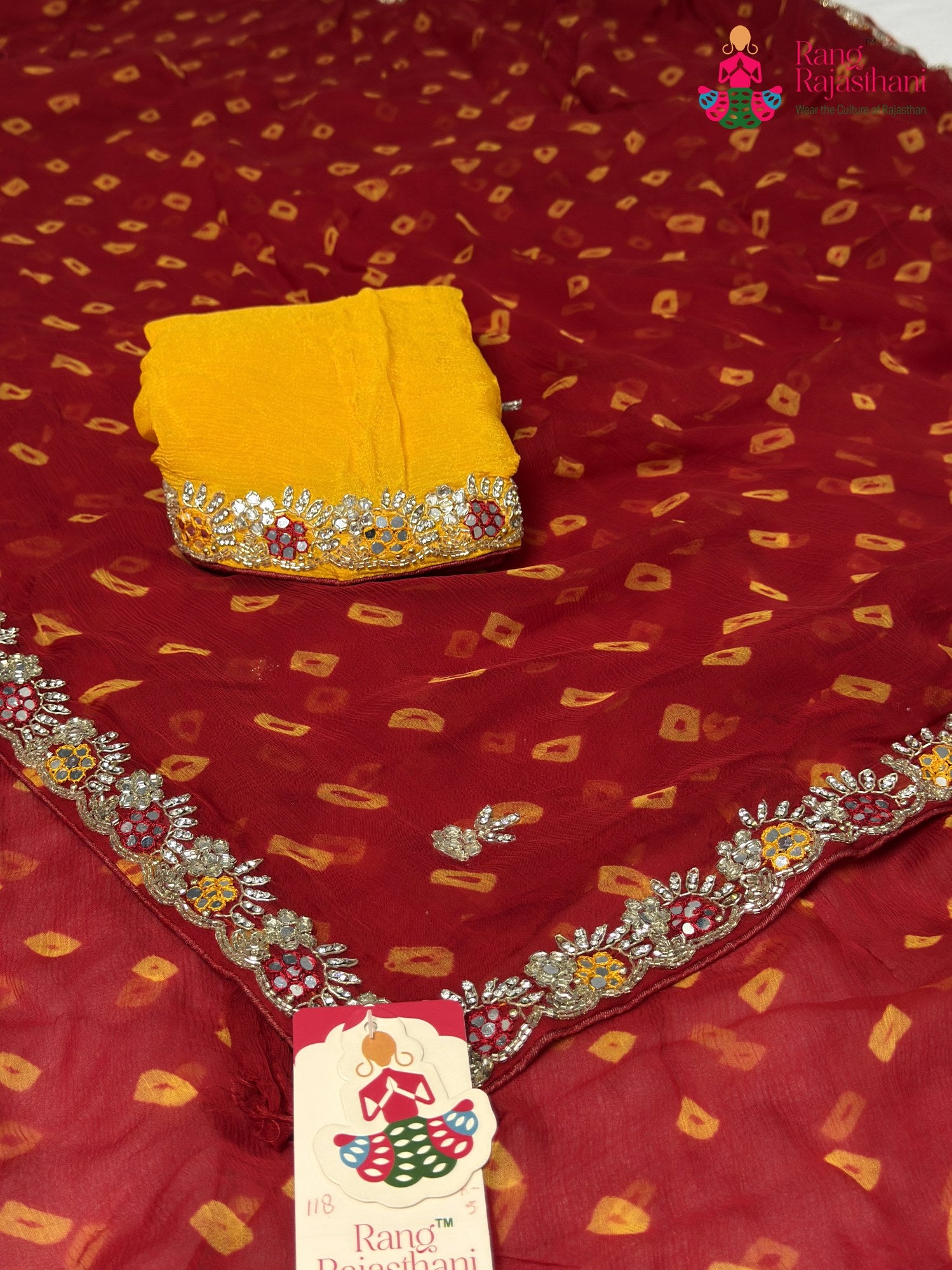 Red Chiffon Hand Embellishment Saree for Bridal | Reception Pick