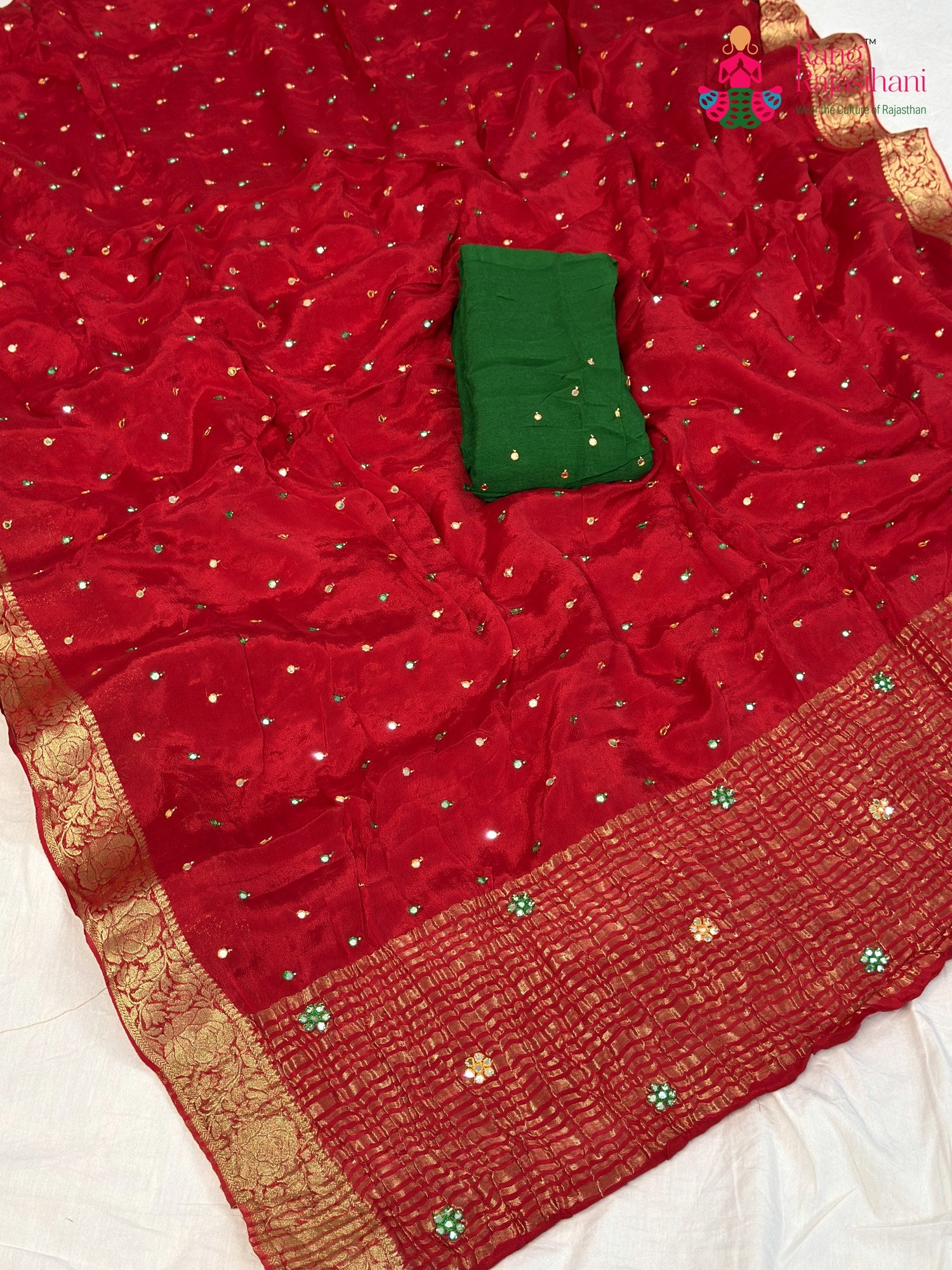 Red Chinnon Banarasi Zari Weave Saree for Bridal | Buy Now