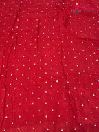 design pattern of red chinnon banarasi zari weave saree