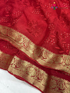 Red Chinnon Resham Embroidery Saree for Bridal | Shop Latest