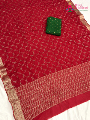 Red Chinnon Sequin Saree for Sangeet Night | Premium Drape